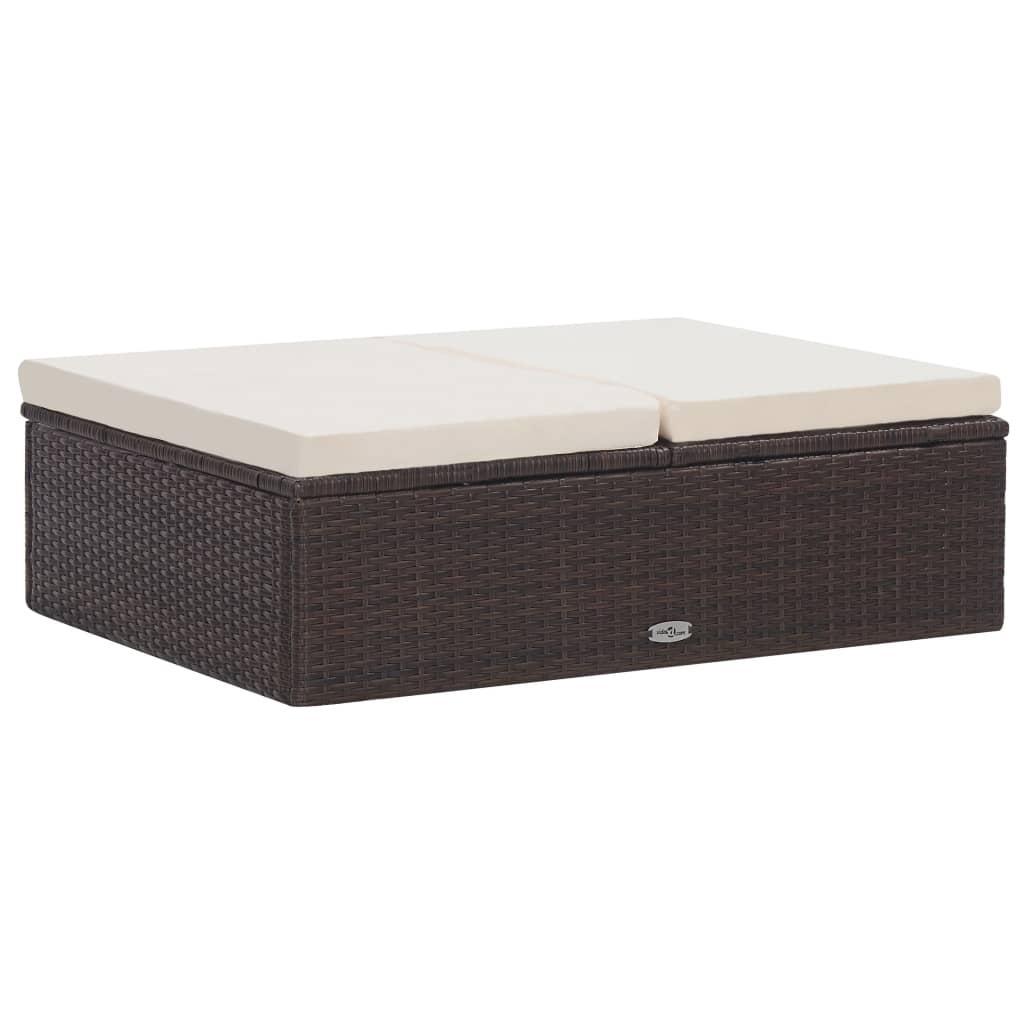 2 Piece Garden Lounge Set with Cushions Poly Rattan Brown