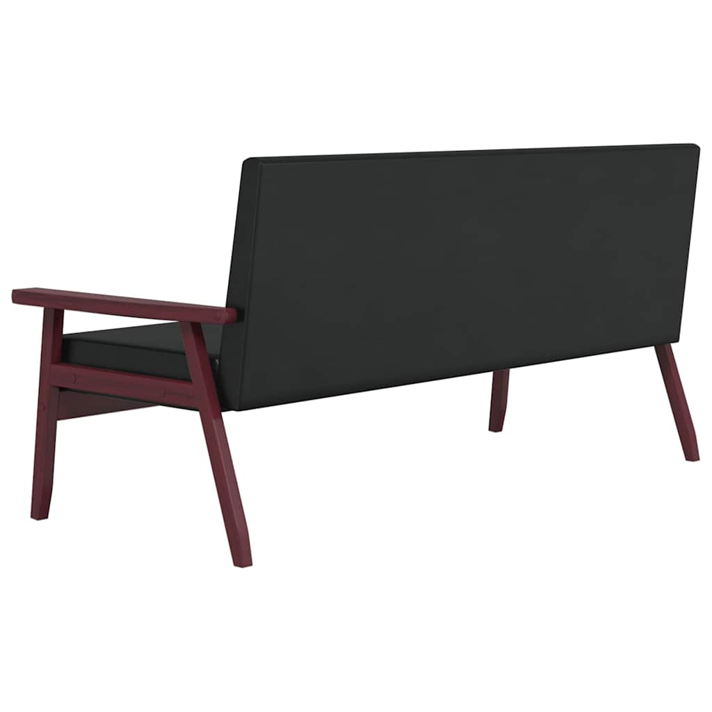 Sofa Set 2 Piece Black Faux Leather