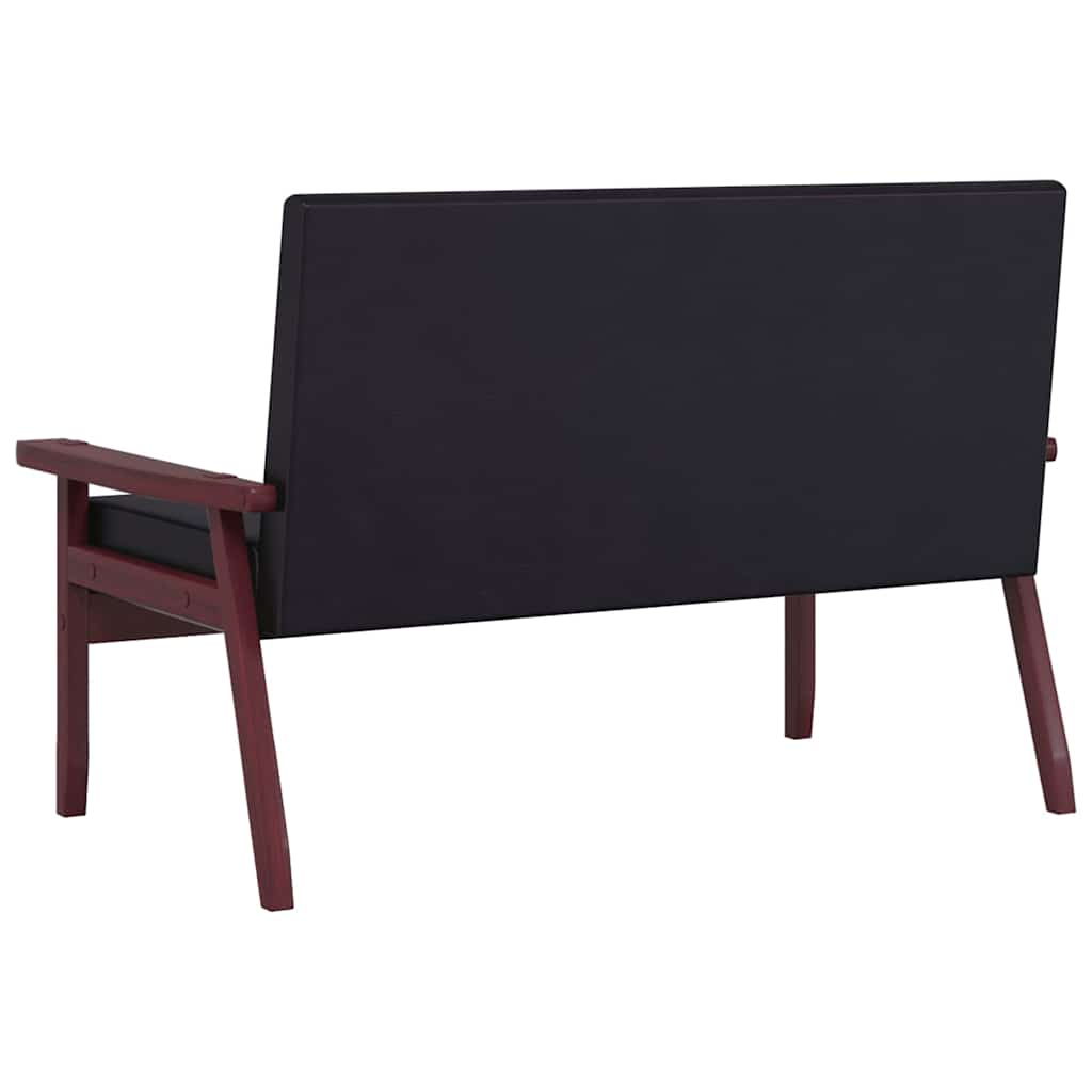 Sofa Set 3 Piece Black Faux Leather
