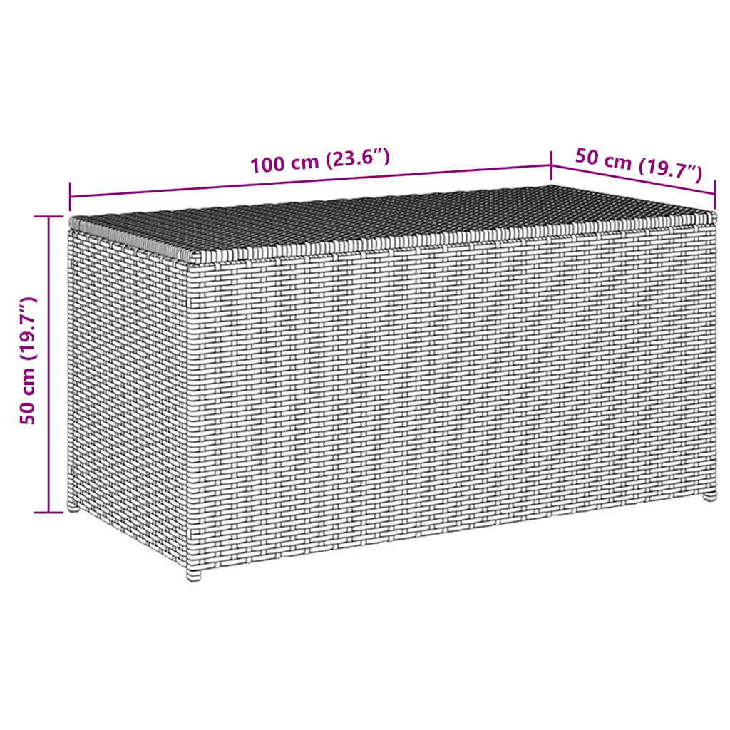 Garden Storage Box Poly Rattan 100x50x50 cm Black