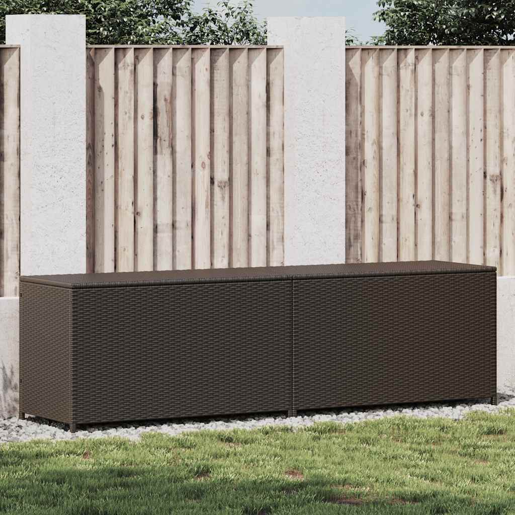 Garden Storage Box Poly Rattan 200x50x60 cm Brown