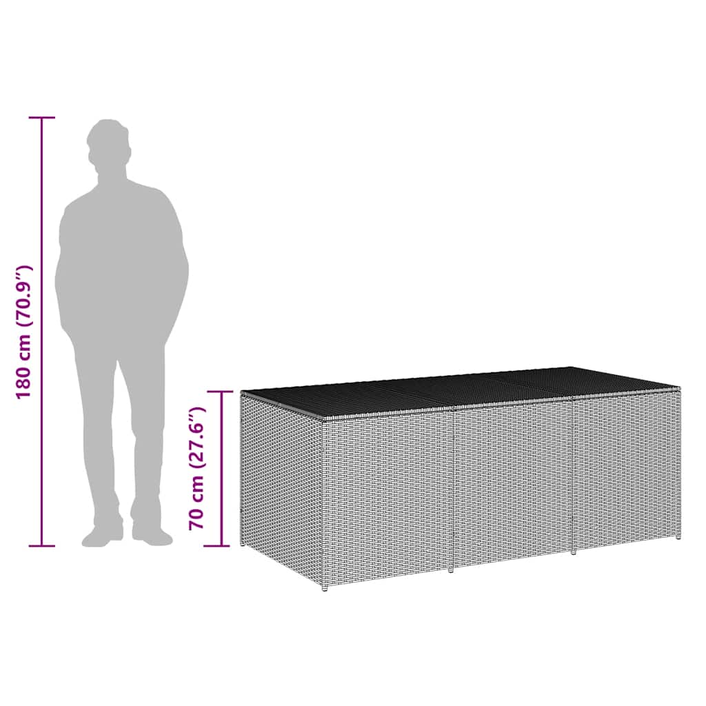 Garden Storage Box Poly Rattan 180x90x70 cm Brown