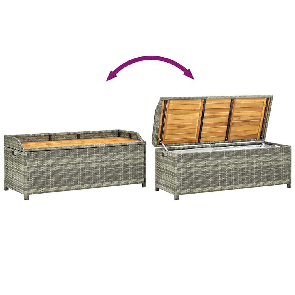 Garden Storage Bench 120 cm Poly Rattan Grey