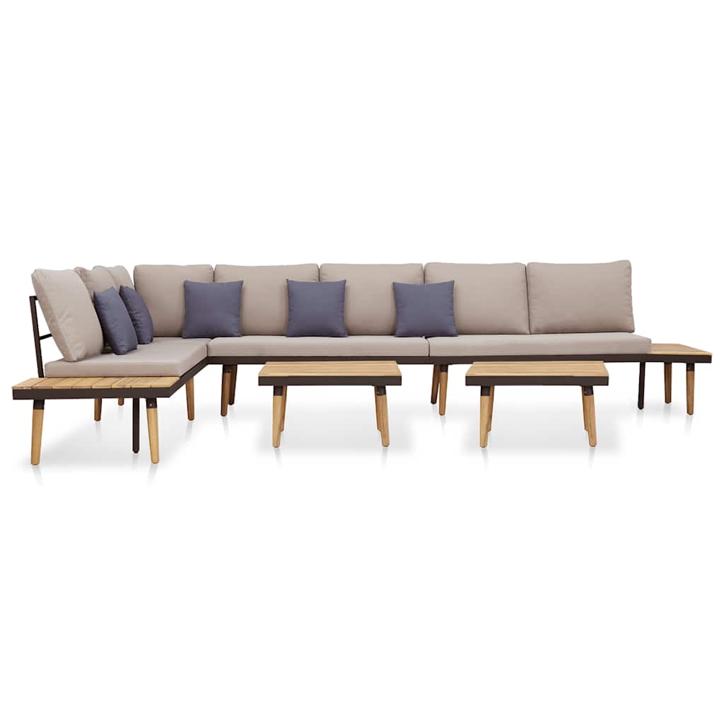 7-Seater Garden Lounge Set with Cushions Solid Acacia Wood Brown