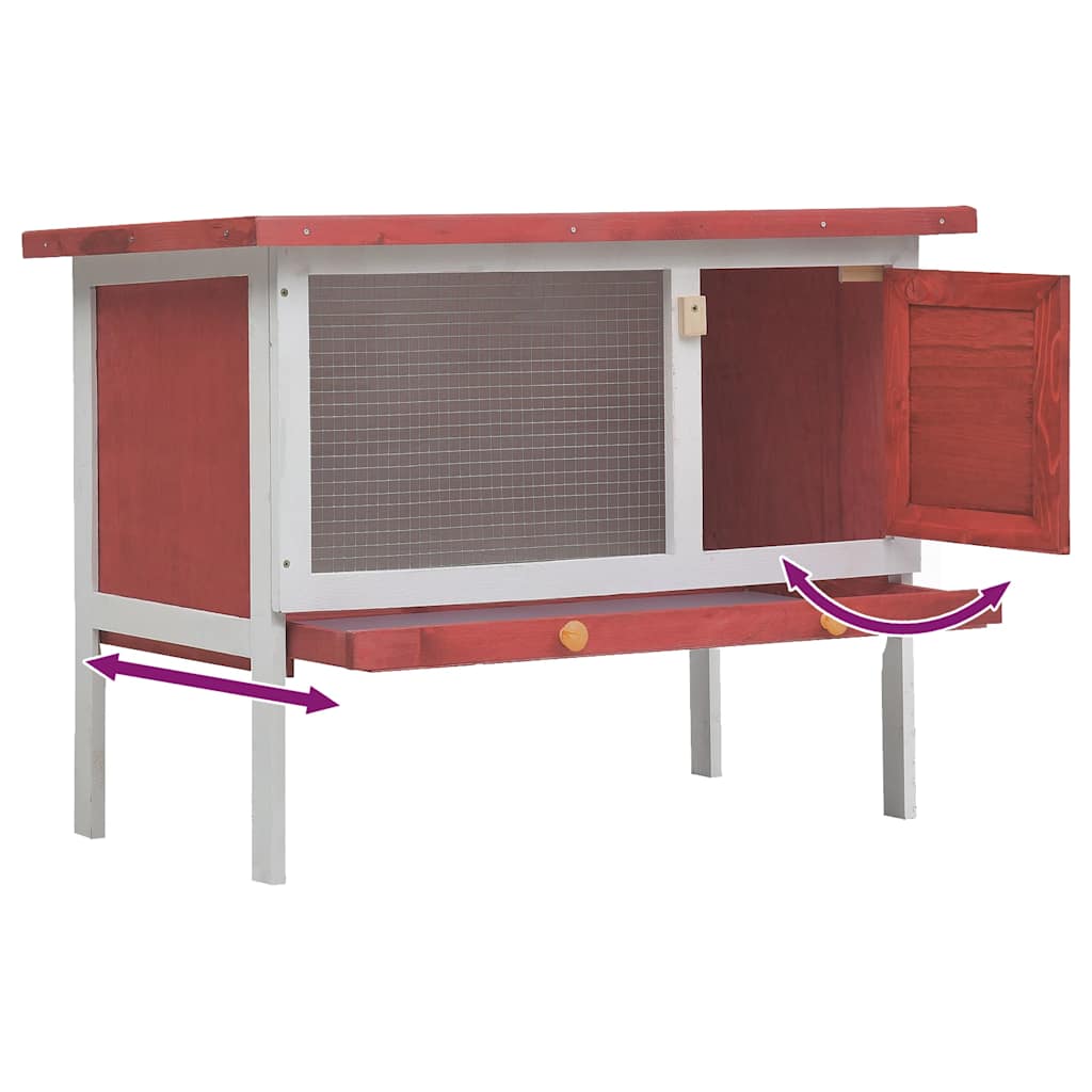 Outdoor Rabbit Hutch 1 Layer Red Wood