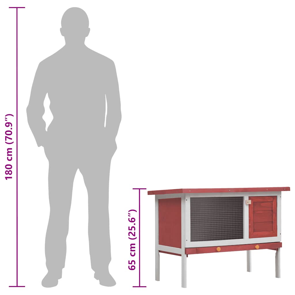 Outdoor Rabbit Hutch 1 Layer Red Wood