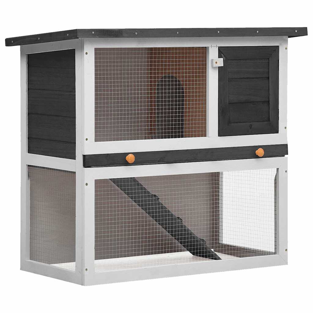 Outdoor Rabbit Hutch 1 Door Grey Wood