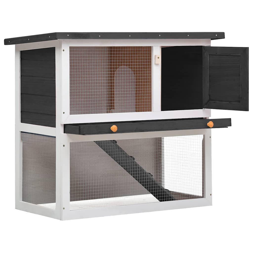 Outdoor Rabbit Hutch 1 Door Grey Wood