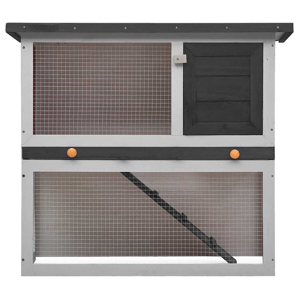 Outdoor Rabbit Hutch 1 Door Grey Wood
