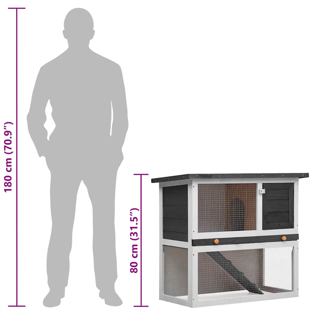 Outdoor Rabbit Hutch 1 Door Grey Wood