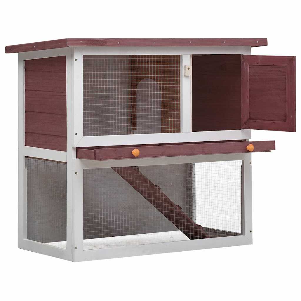 Outdoor Rabbit Hutch 1 Door Brown Wood