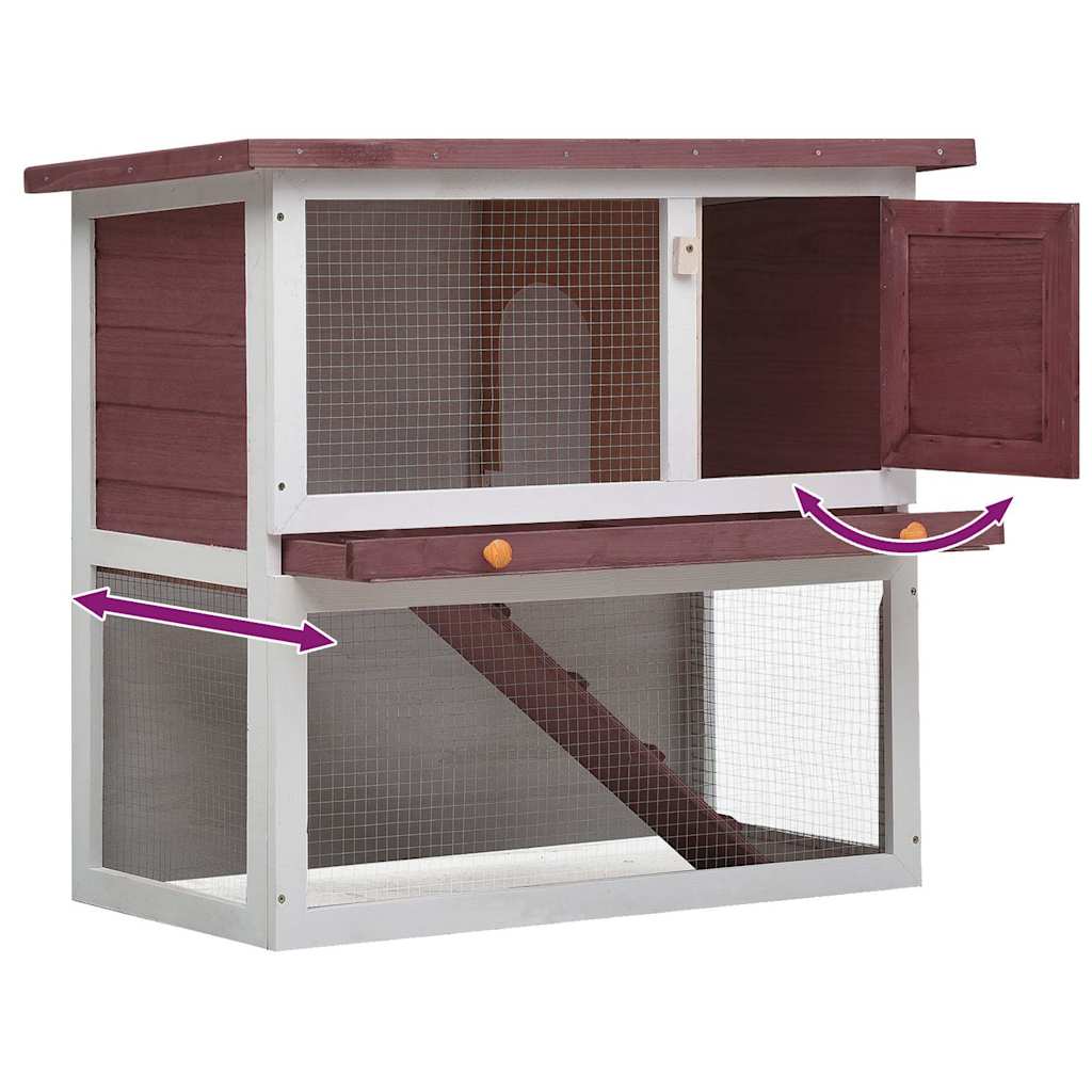 Outdoor Rabbit Hutch 1 Door Brown Wood