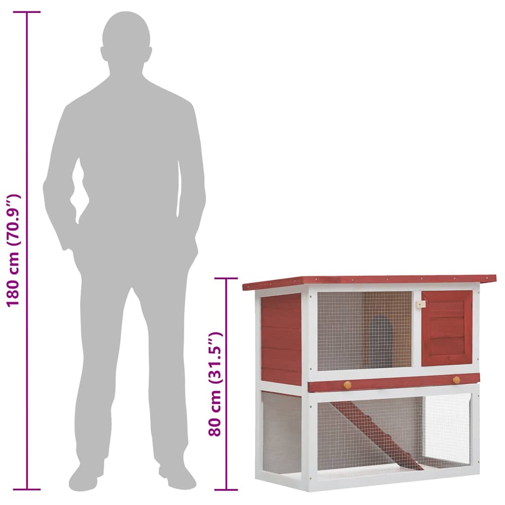 Outdoor Rabbit Hutch 1 Door Red Wood