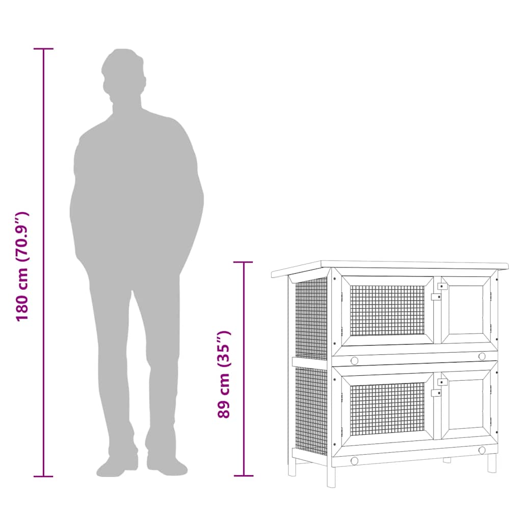 Outdoor Rabbit Hutch 4 Doors Brown Wood