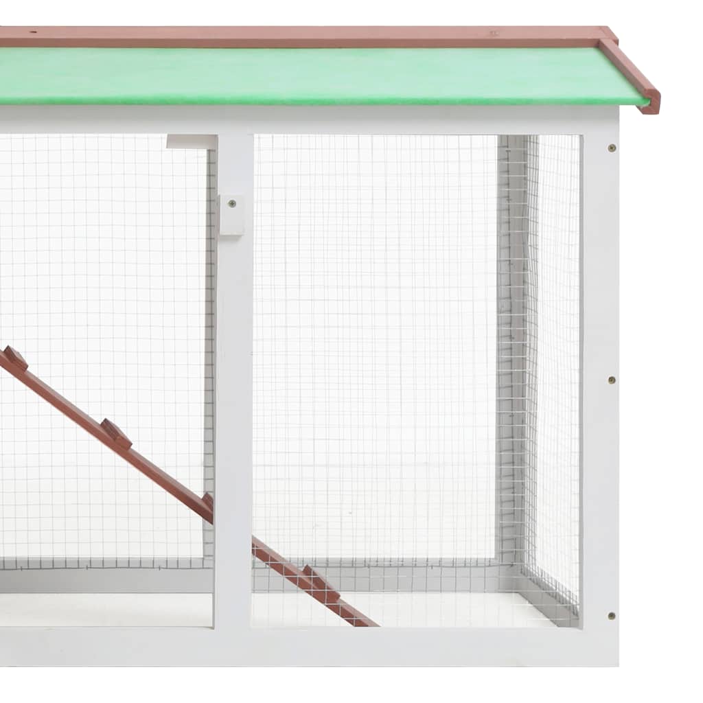 Outdoor Large Rabbit Hutch Brown and White 145x45x84 cm Wood