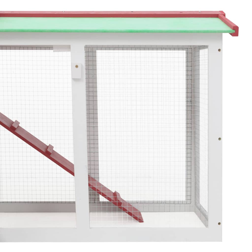 Outdoor Large Rabbit Hutch Red and White 145x45x84 cm Wood
