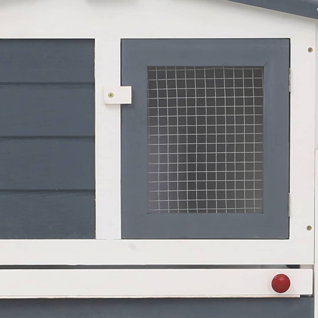 Outdoor Large Rabbit Hutch Grey and White 201x45x85 cm Wood