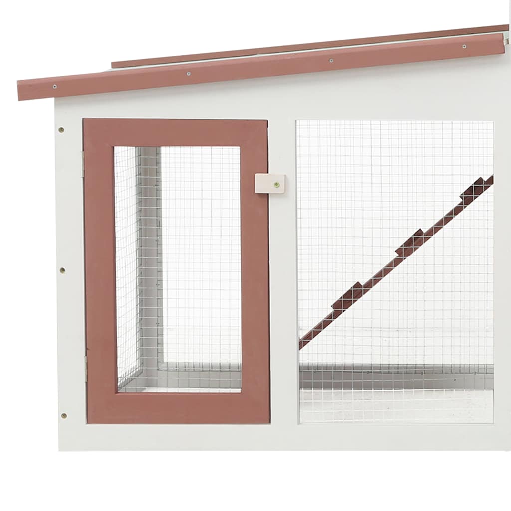 Outdoor Large Rabbit Hutch Brown and White 201x45x85 cm Wood