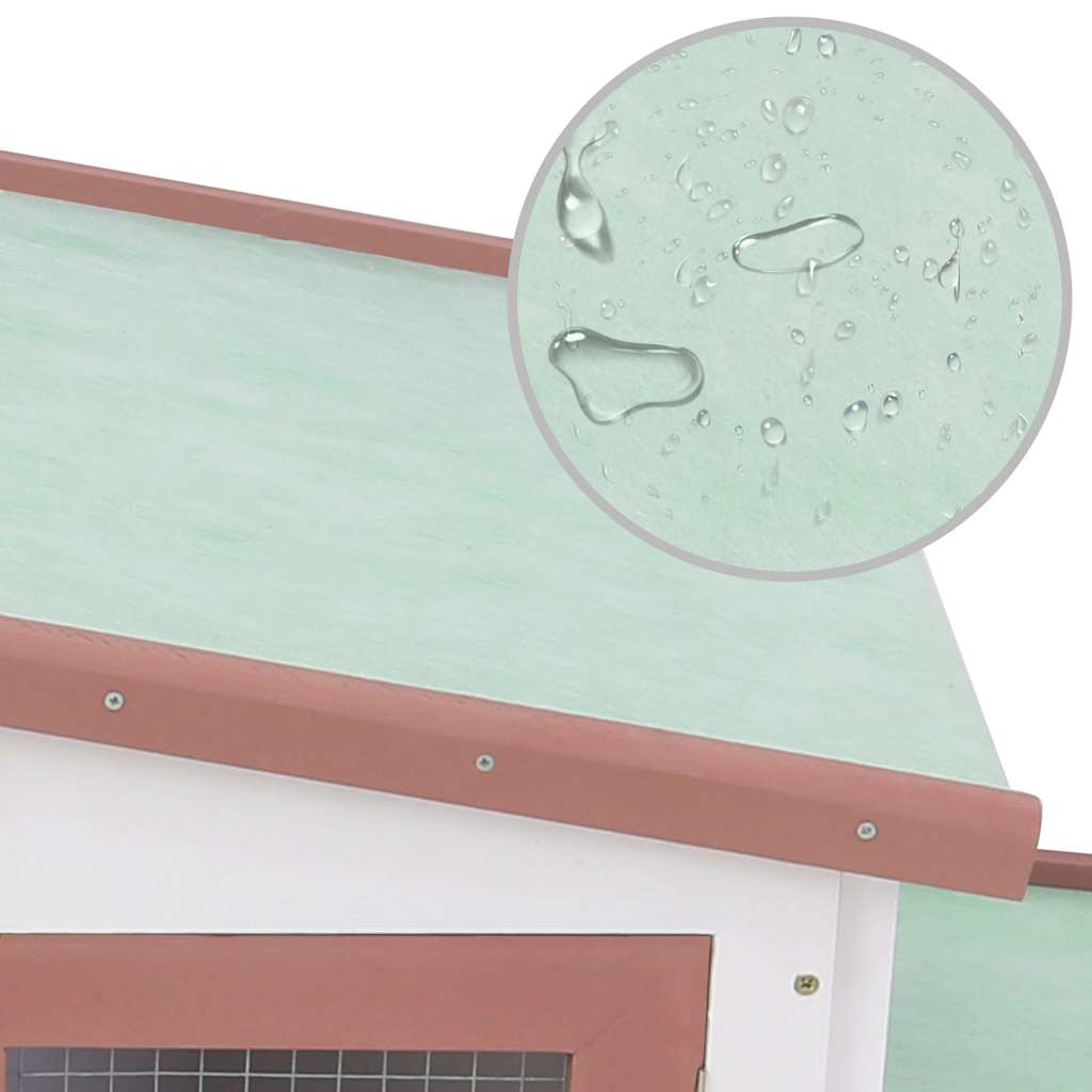 Outdoor Large Rabbit Hutch Brown and White 201x45x85 cm Wood