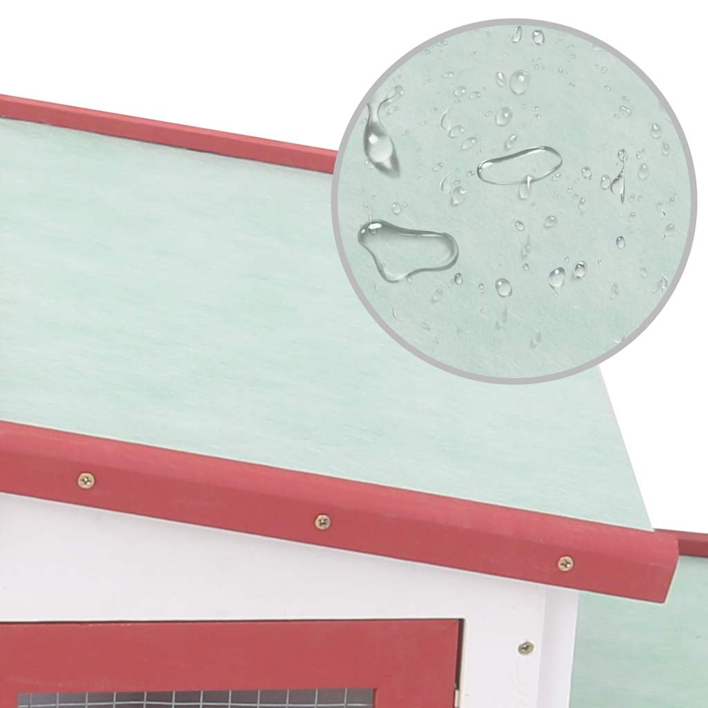 Outdoor Large Rabbit Hutch Red and White 201x45x85 cm Wood