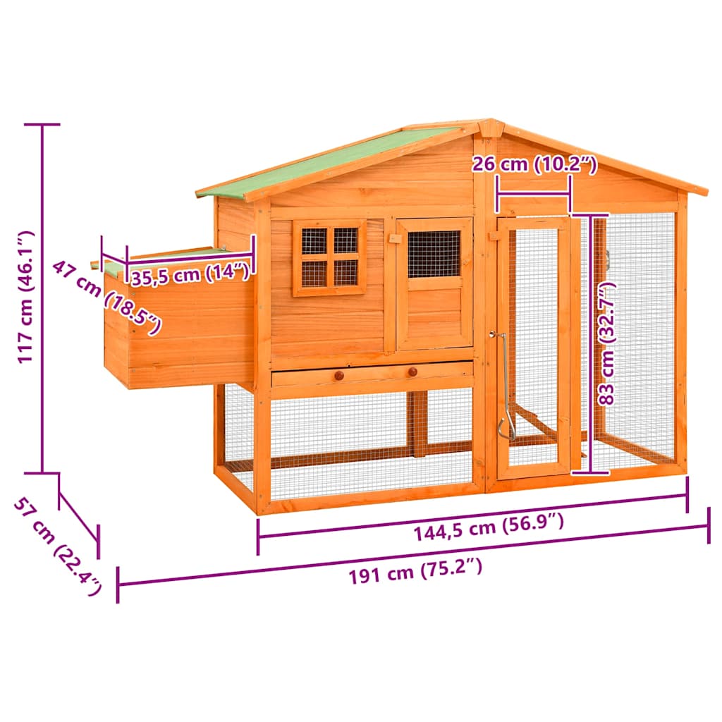 Chicken Coop with Nest Box Solid Fir Wood
