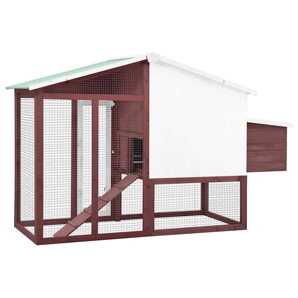 Chicken Coop with Nest Box Mocha and White Solid Fir Wood