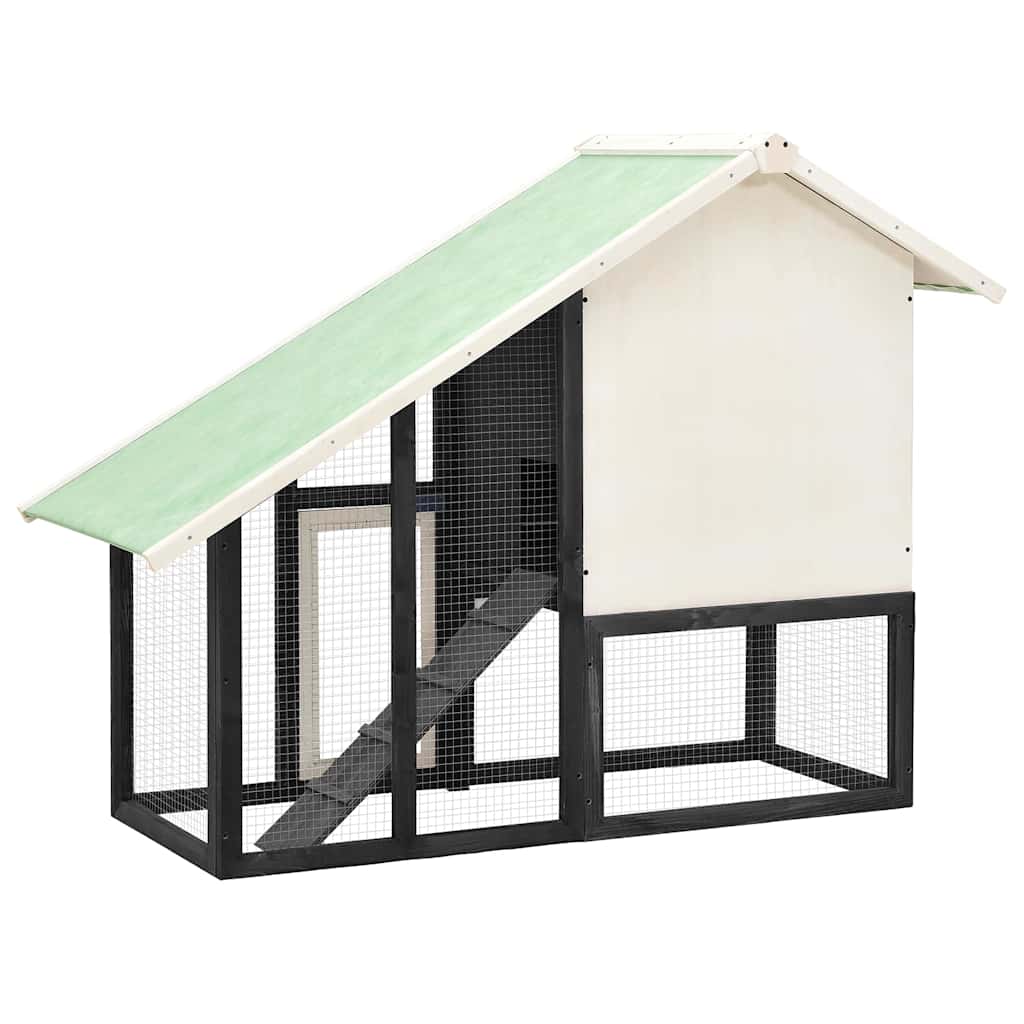 Rabbit Hutch Grey and White 140x63x120 cm Solid Firwood