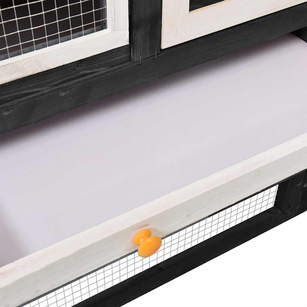Rabbit Hutch Grey and White 140x63x120 cm Solid Firwood
