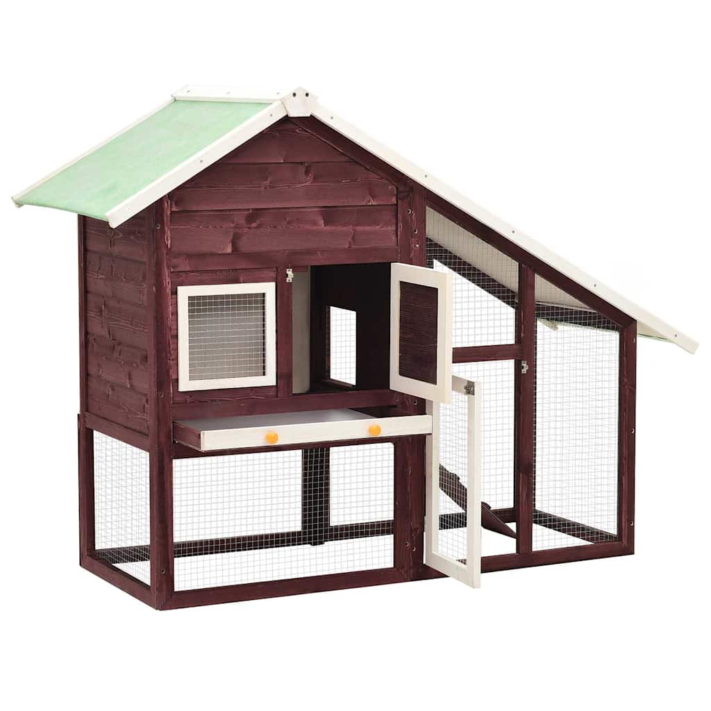 Rabbit Hutch Mocha and White 140x63x120 cm Solid Firwood