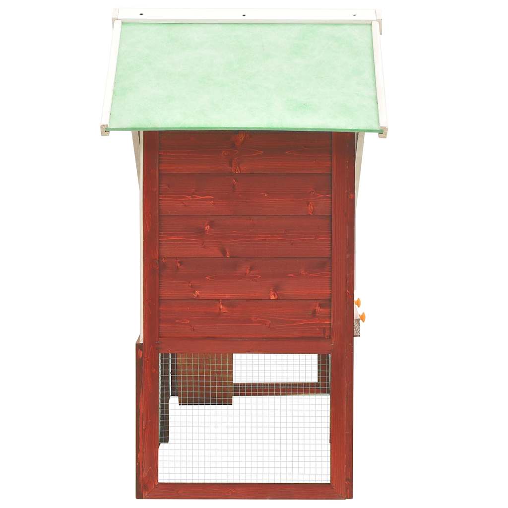 Rabbit Hutch Red and White 140x63x120 cm Solid Firwood