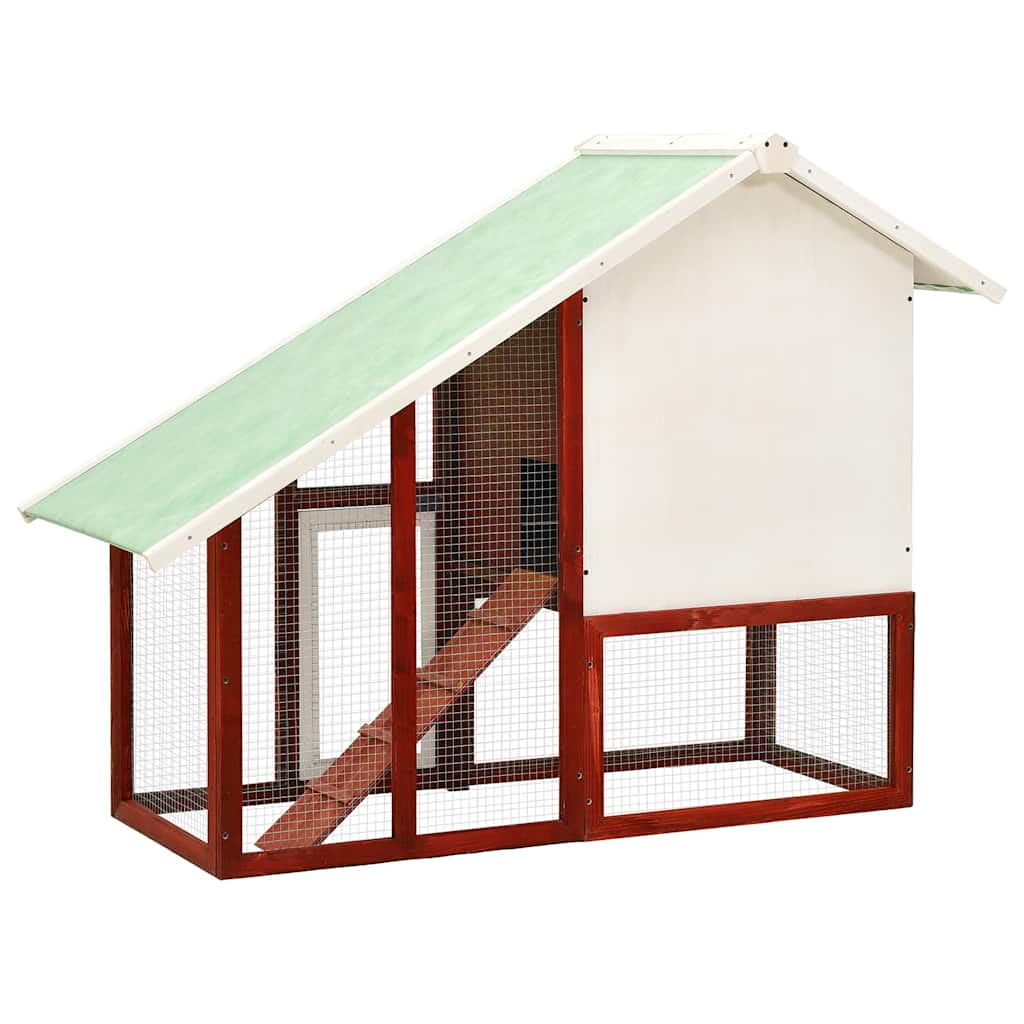 Rabbit Hutch Red and White 140x63x120 cm Solid Firwood
