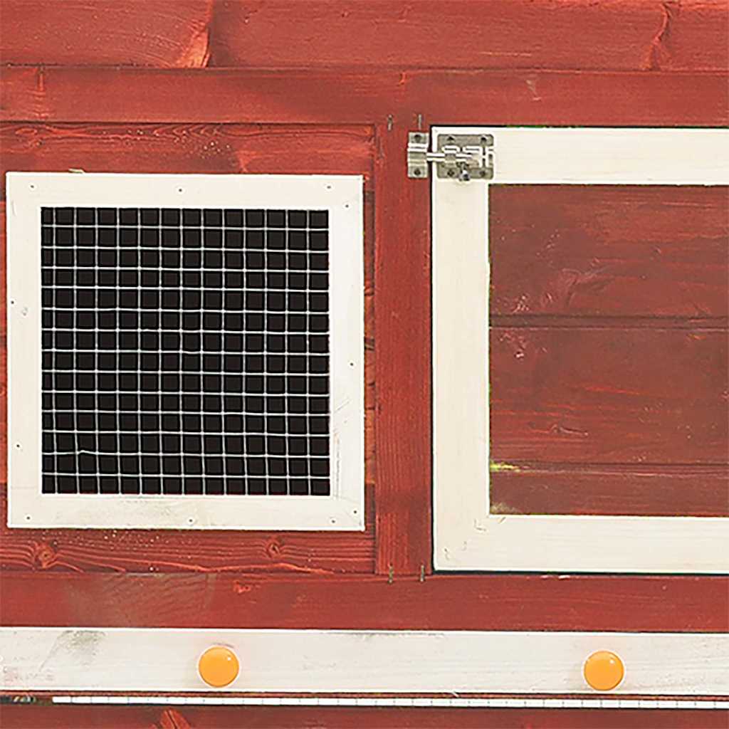 Rabbit Hutch Red and White 140x63x120 cm Solid Firwood