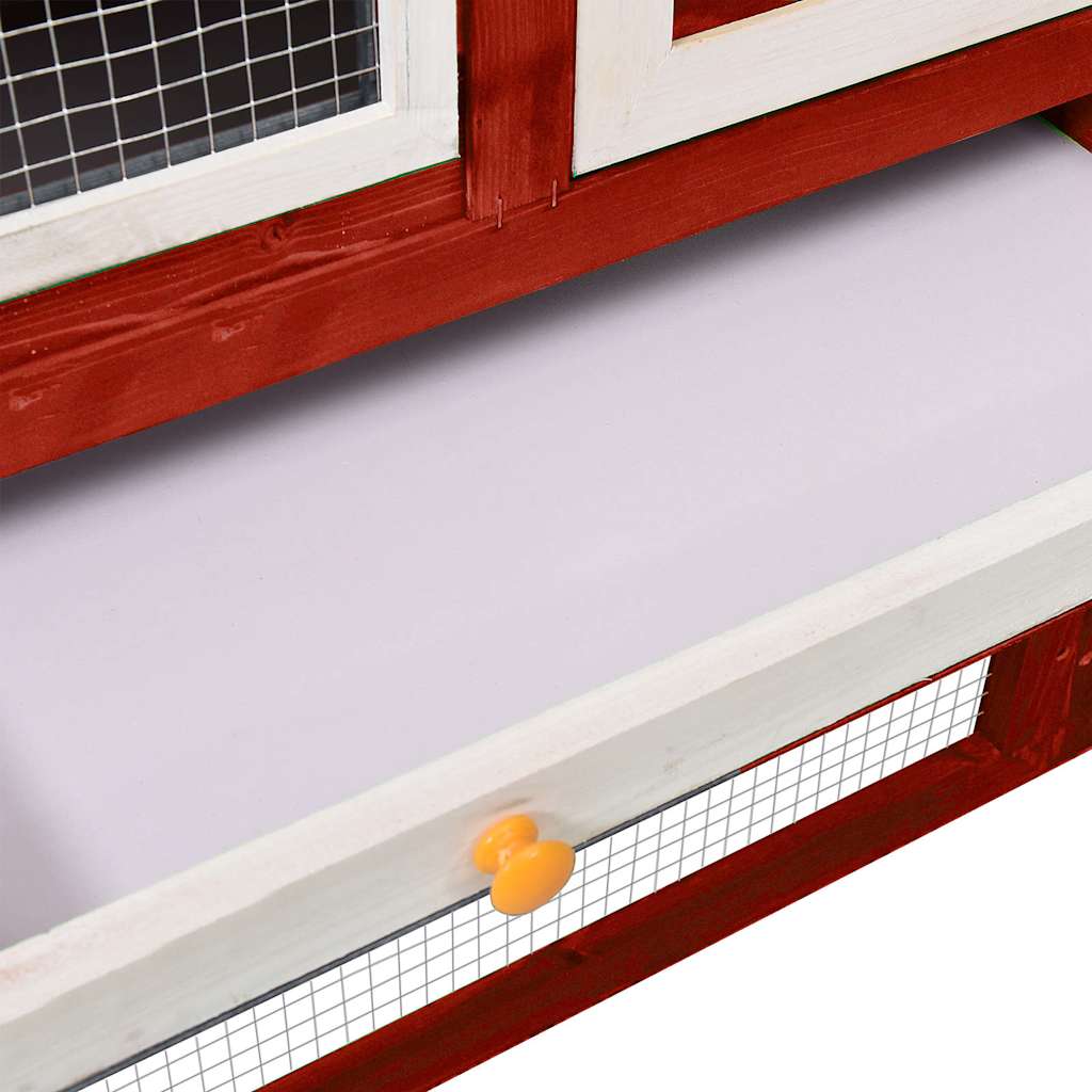 Rabbit Hutch Red and White 140x63x120 cm Solid Firwood