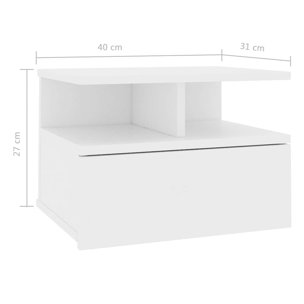 Floating Nightstands 2 pcs White 40x31x27 cm Engineered Wood