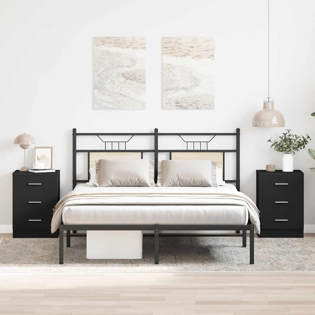 Bedside Cabinets 2 pcs Black 38x35x56 cm Engineered Wood