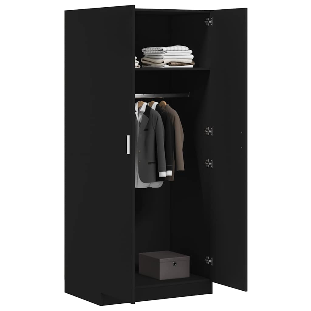 Wardrobe Black 80x52x180 cm Engineered Wood