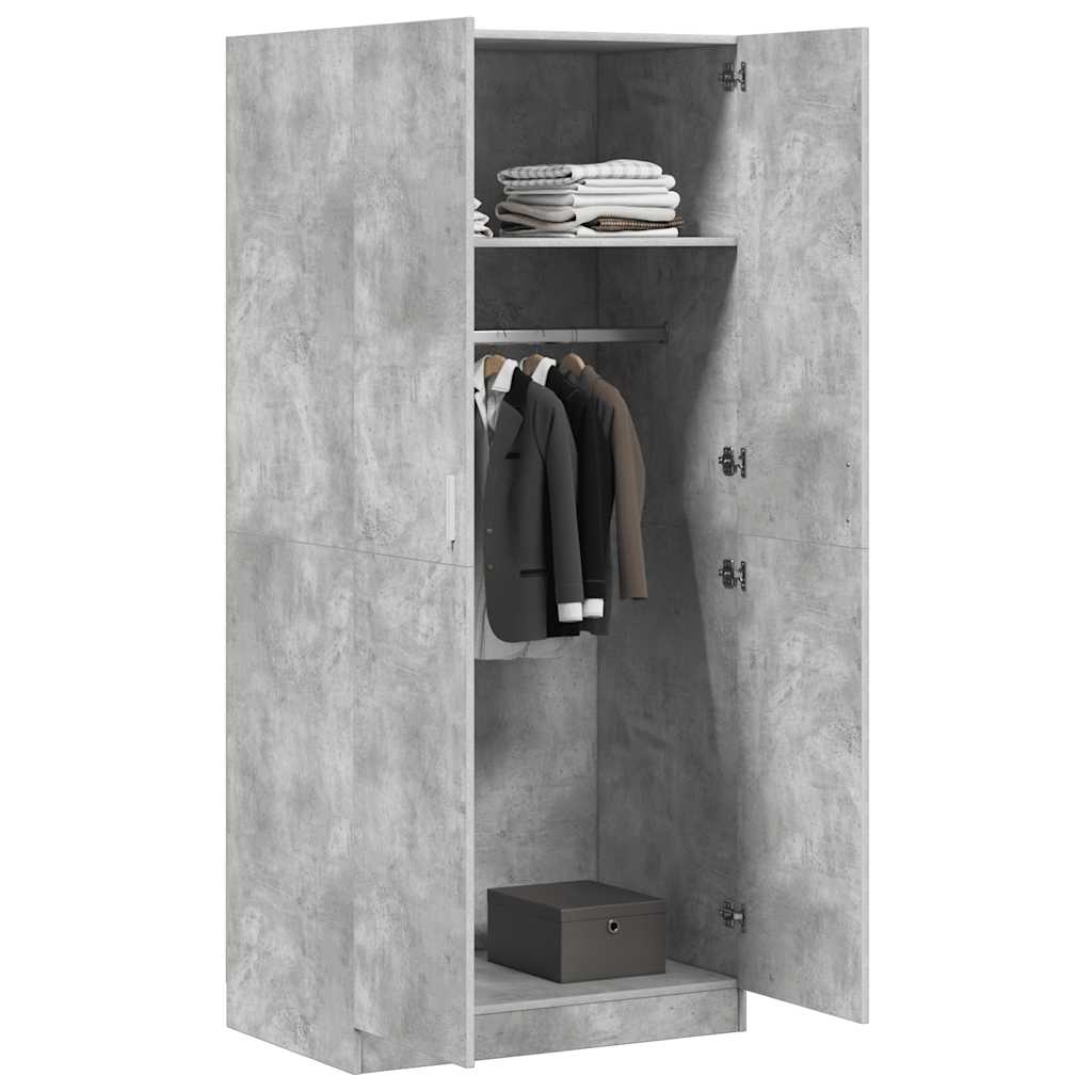 Wardrobe Concrete Grey 80x52x180 cm Engineered Wood