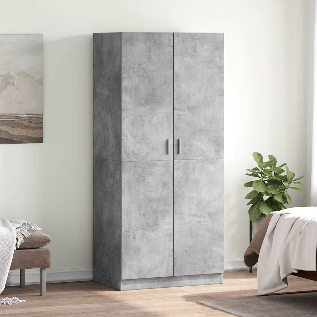 Wardrobe Concrete Grey 80x52x180 cm Engineered Wood