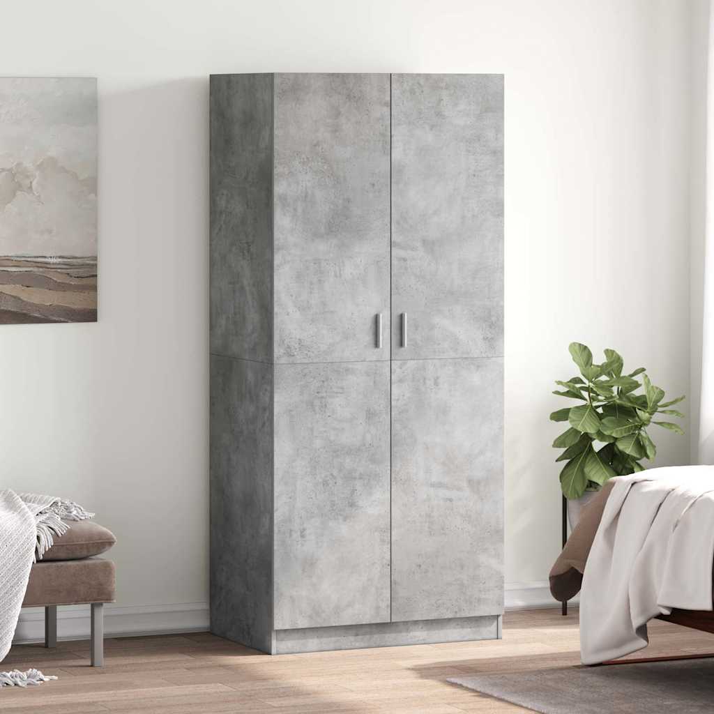 Wardrobe Concrete Grey 80x52x180 cm Engineered Wood