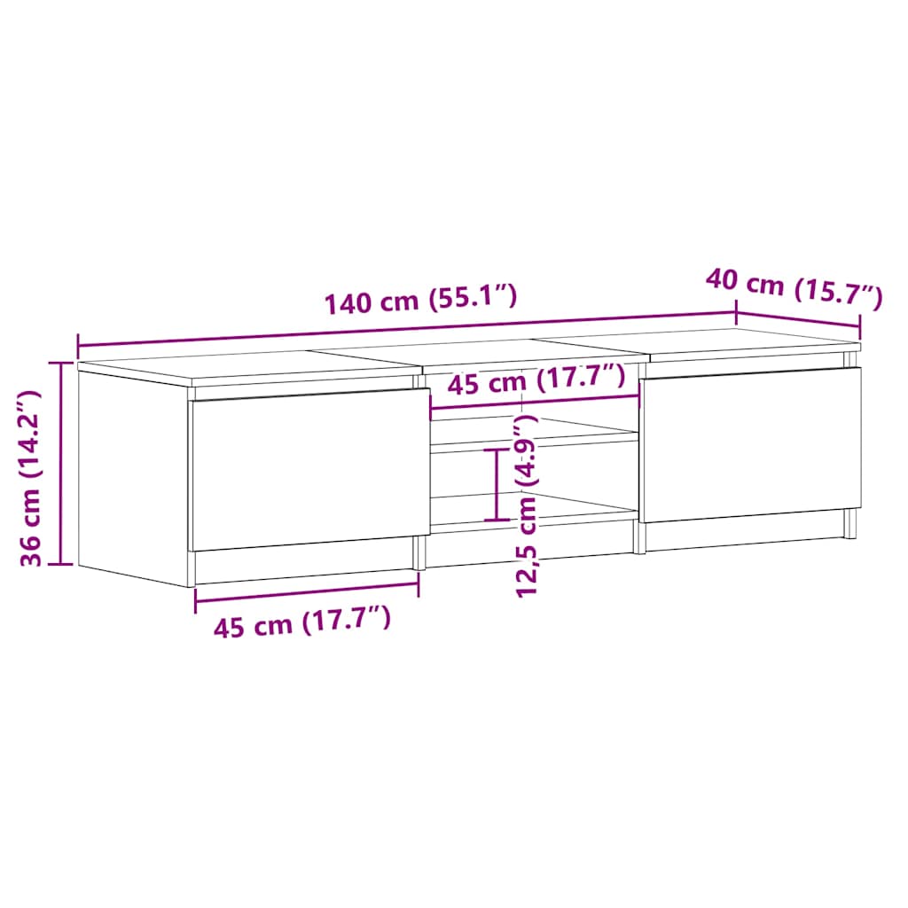 TV Cabinet Black 140x40x35.5 cm Engineered Wood