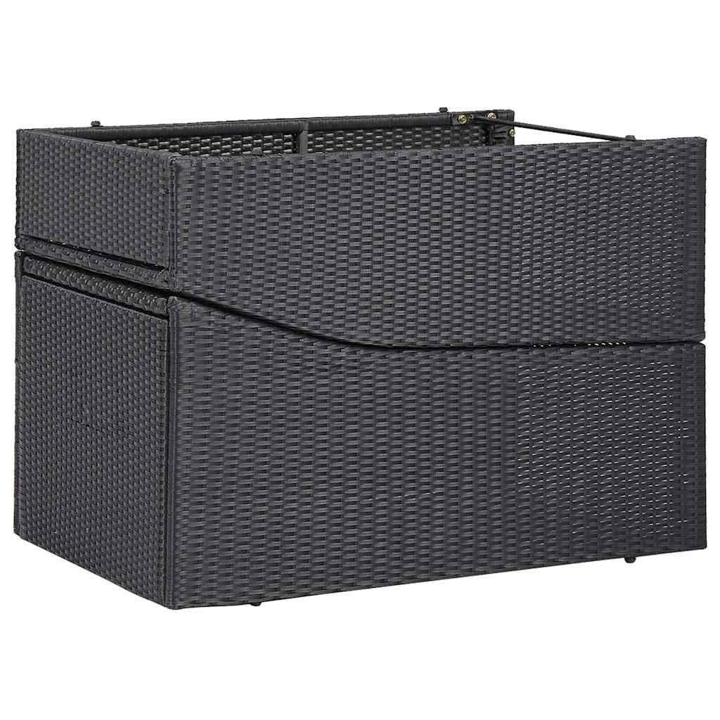 Sunbed with Cushion Poly Rattan Black