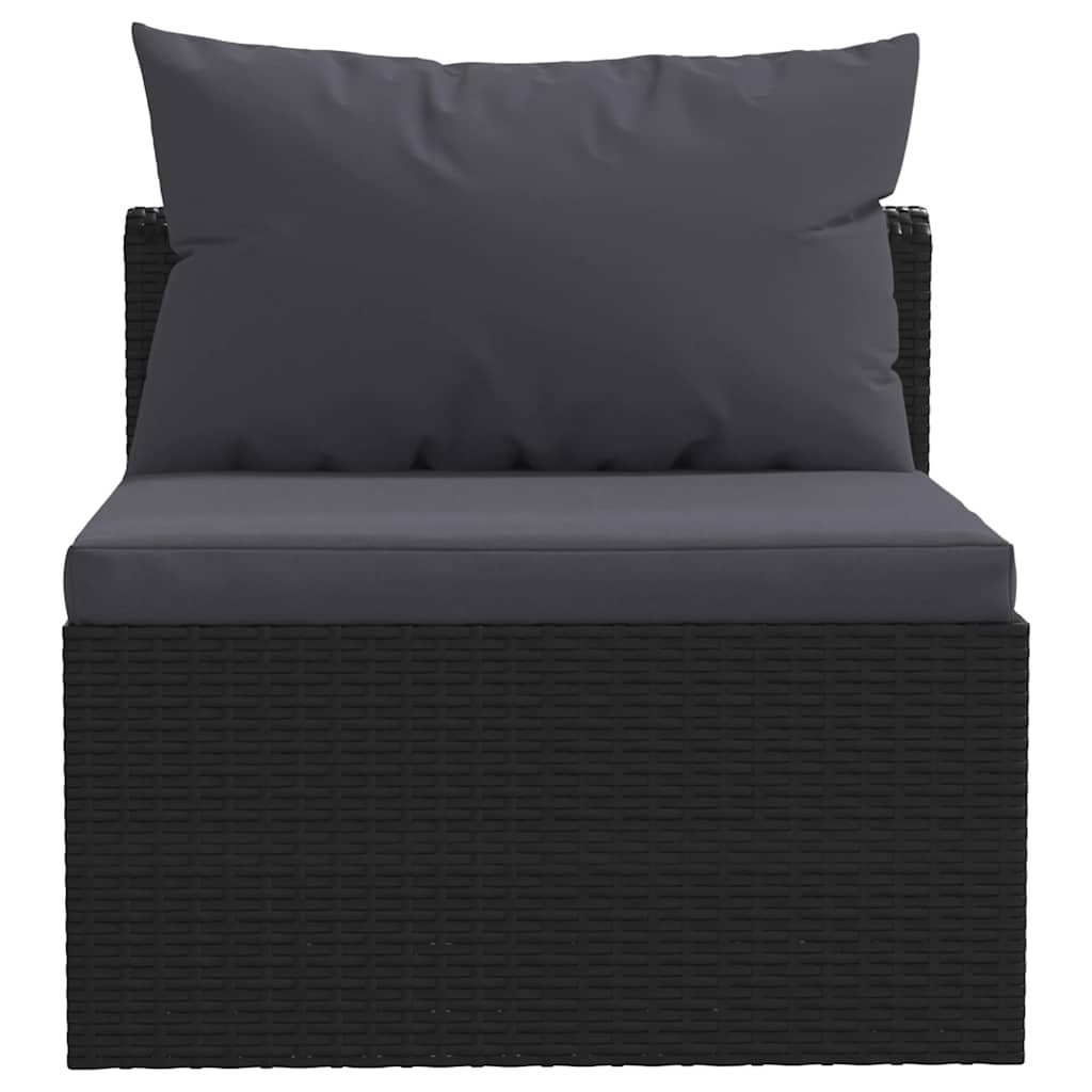 5 Piece Garden Lounge Set with Cushions Poly Rattan Black