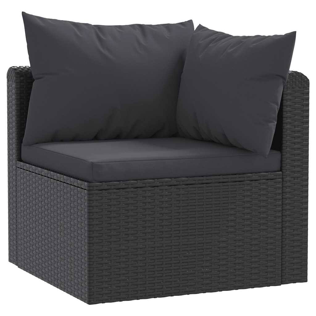 3 Piece Garden Sofa Set with Cushions Poly Rattan Black