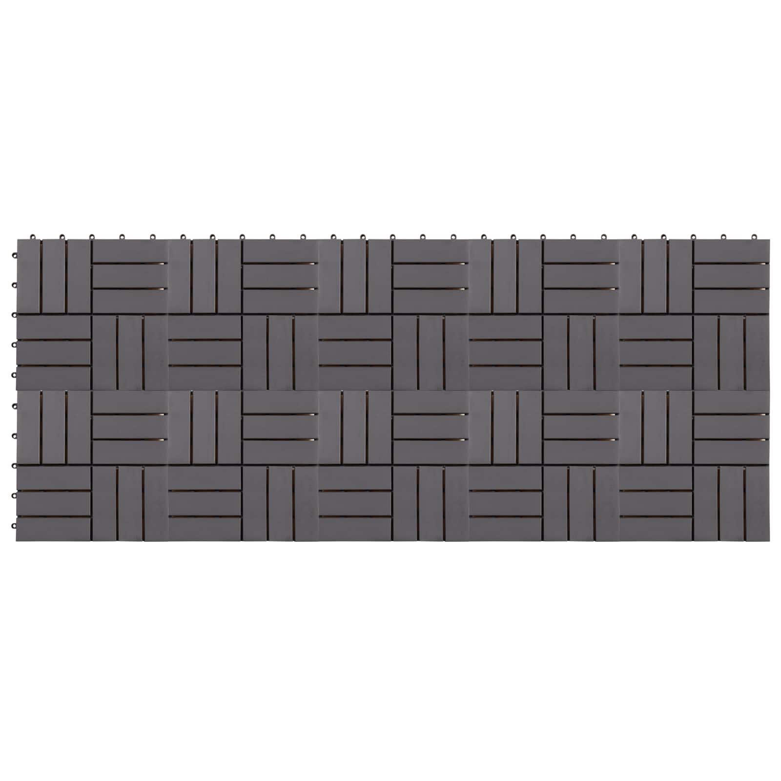 Decking Tile 10 pcs Grey 30 x 30 cm Acacia Hardwood