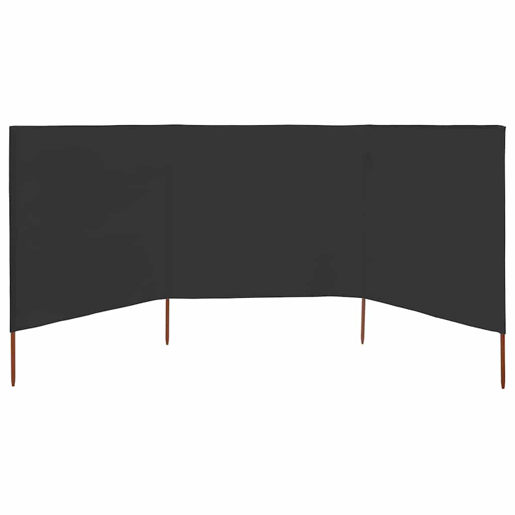 3-panel Wind Screen Fabric 400x80 cm Anthracite