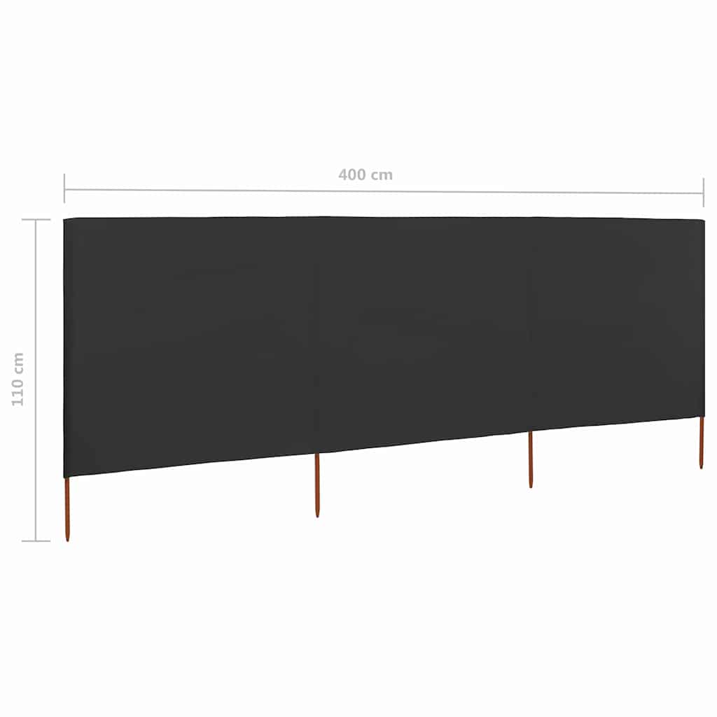 3-panel Wind Screen Fabric 400x80 cm Anthracite