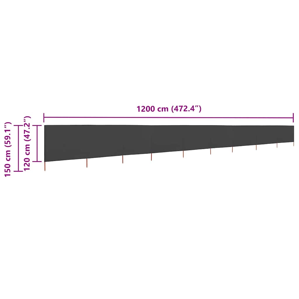 9-panel Wind Screen Fabric 1200x120 cm Anthracite