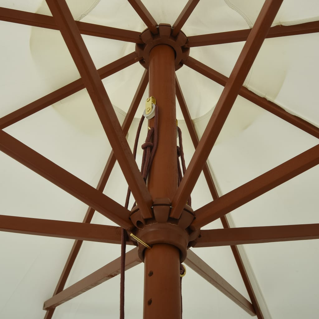 Garden Parasol with Wooden Pole 330 cm Sand White