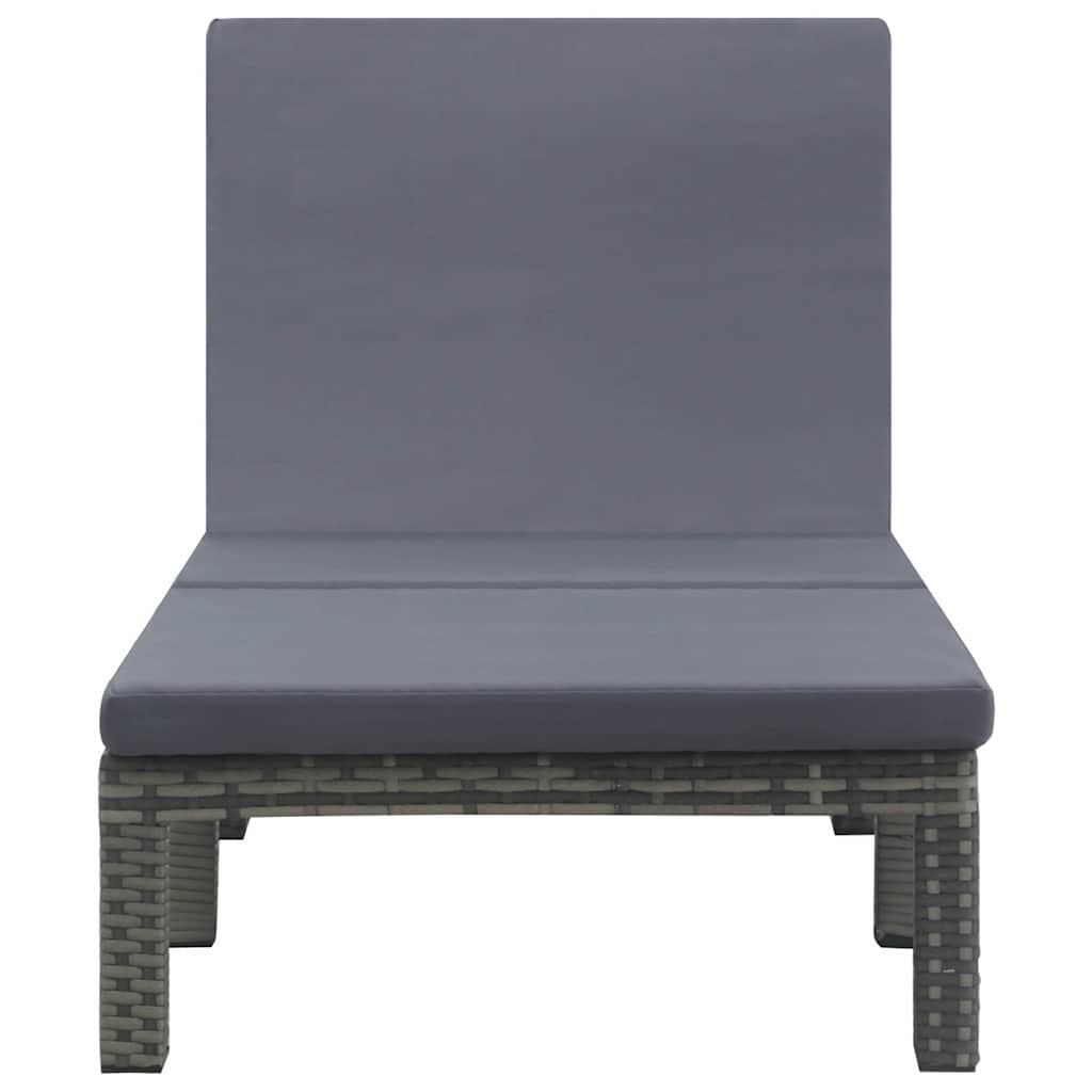 Sun Lounger with Cushion Poly Rattan Anthracite