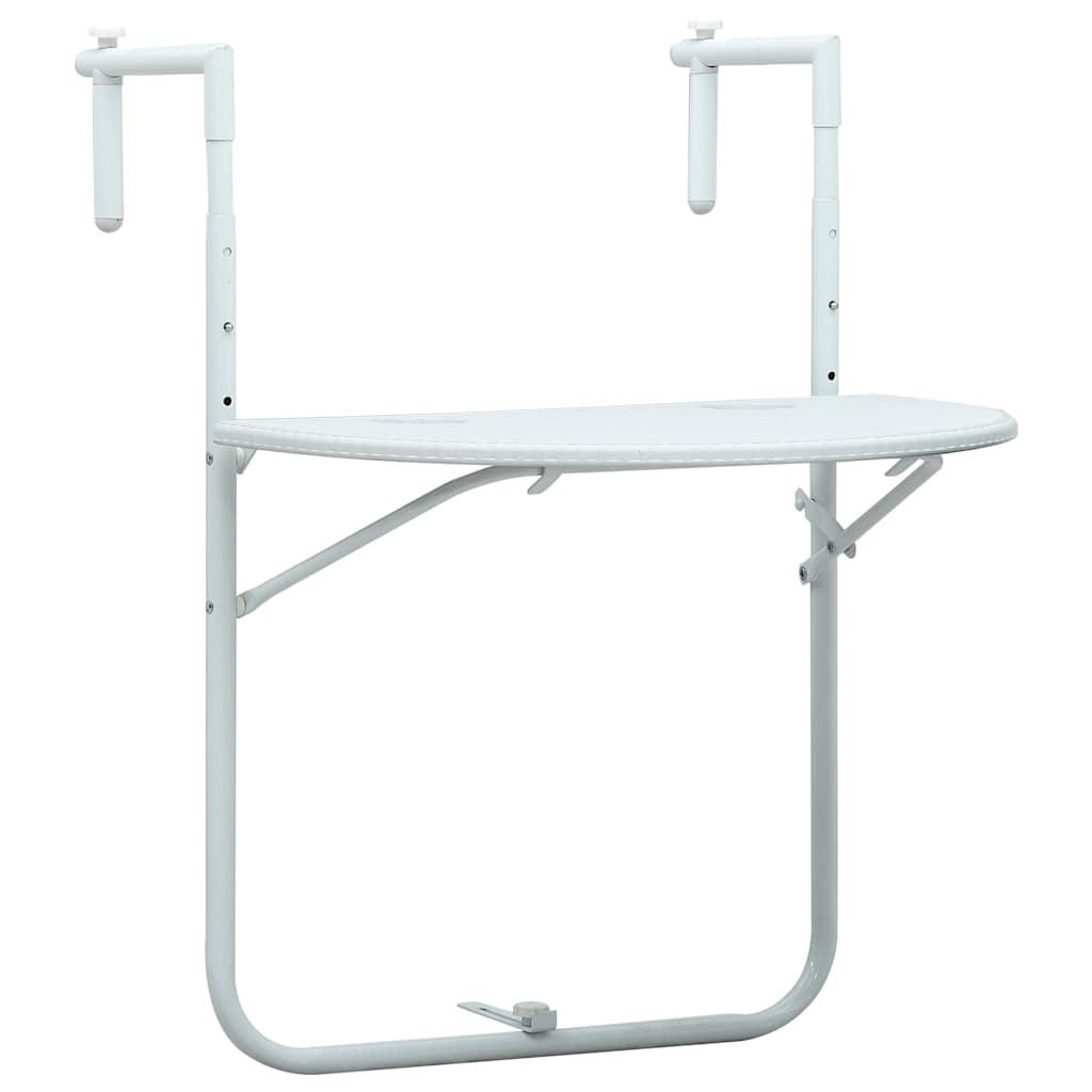 Hanging Balcony Table White 60x64x83.5 cm Plastic Rattan Look